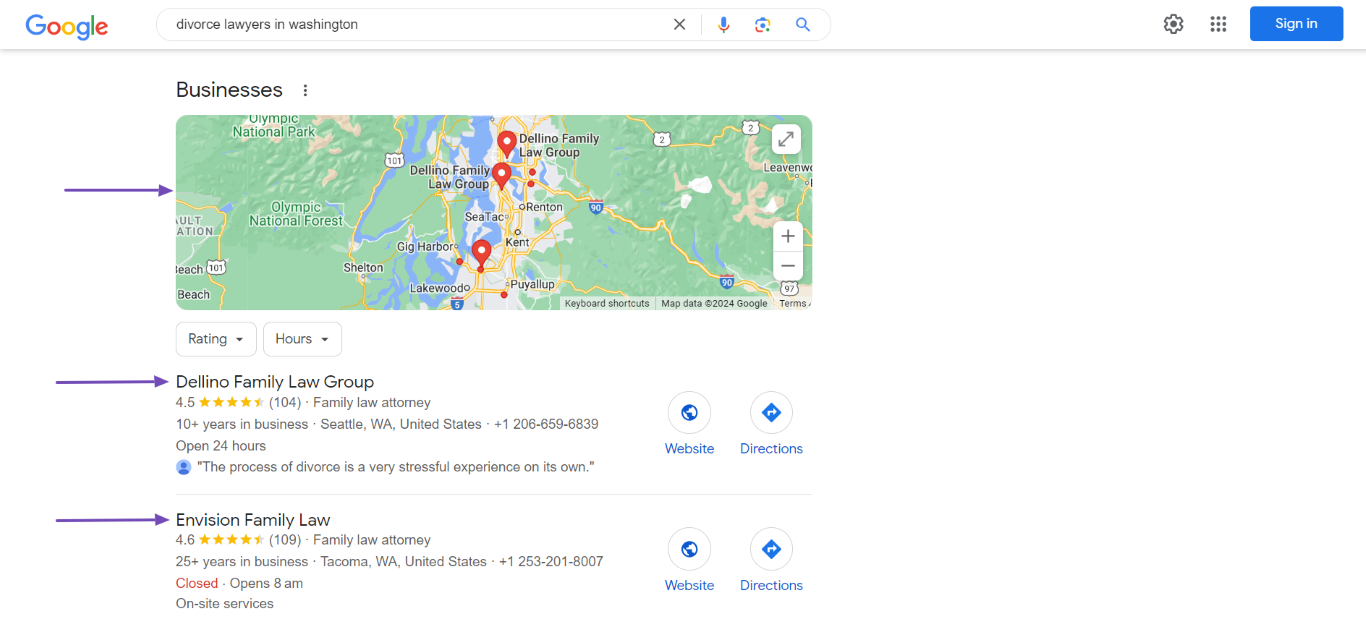 Organic rich results on search results pages