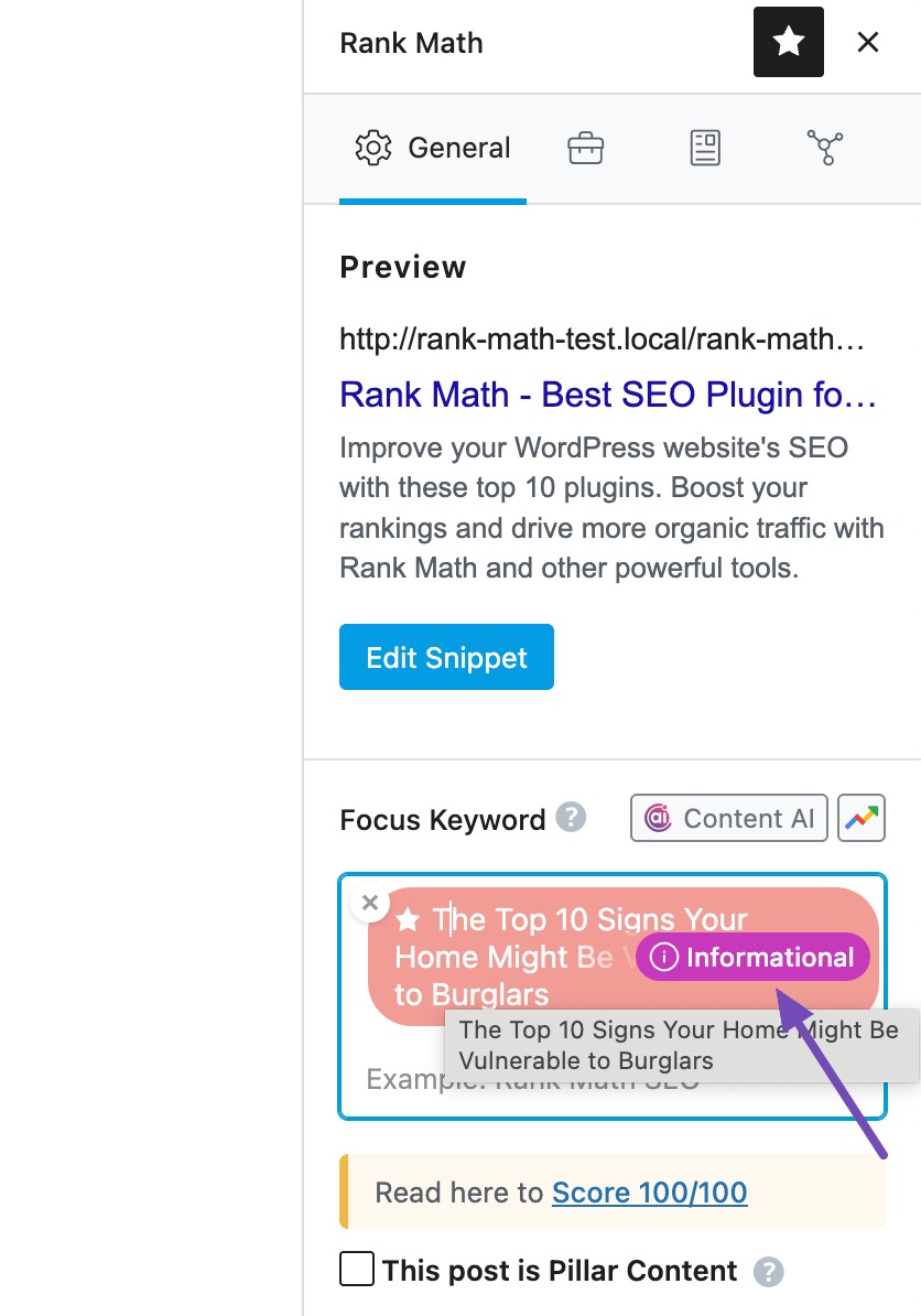 Search Intent in Rank Math