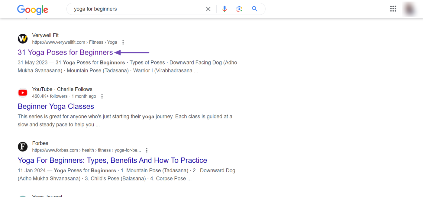 A sample of a webpage showing an anchor text that turns purple after it is clicked