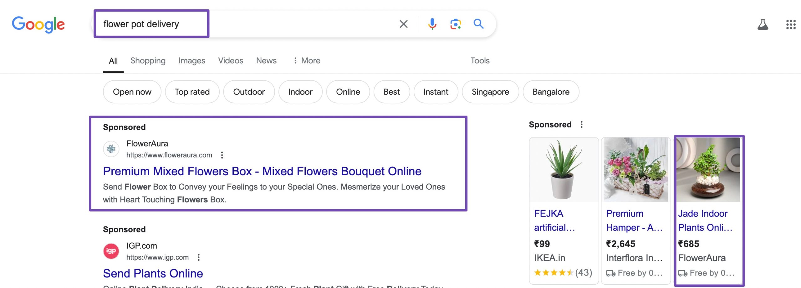 Competitor keyword example