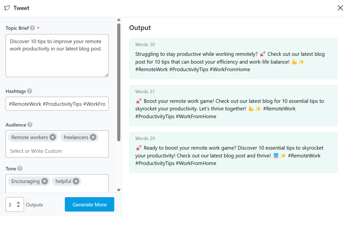 Generate snippets to promote your blog posts on X with content Ai