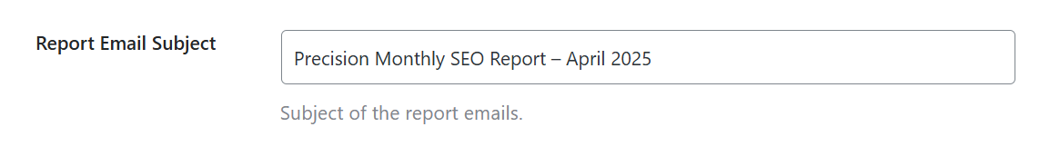 Add the SEO report Email Subject