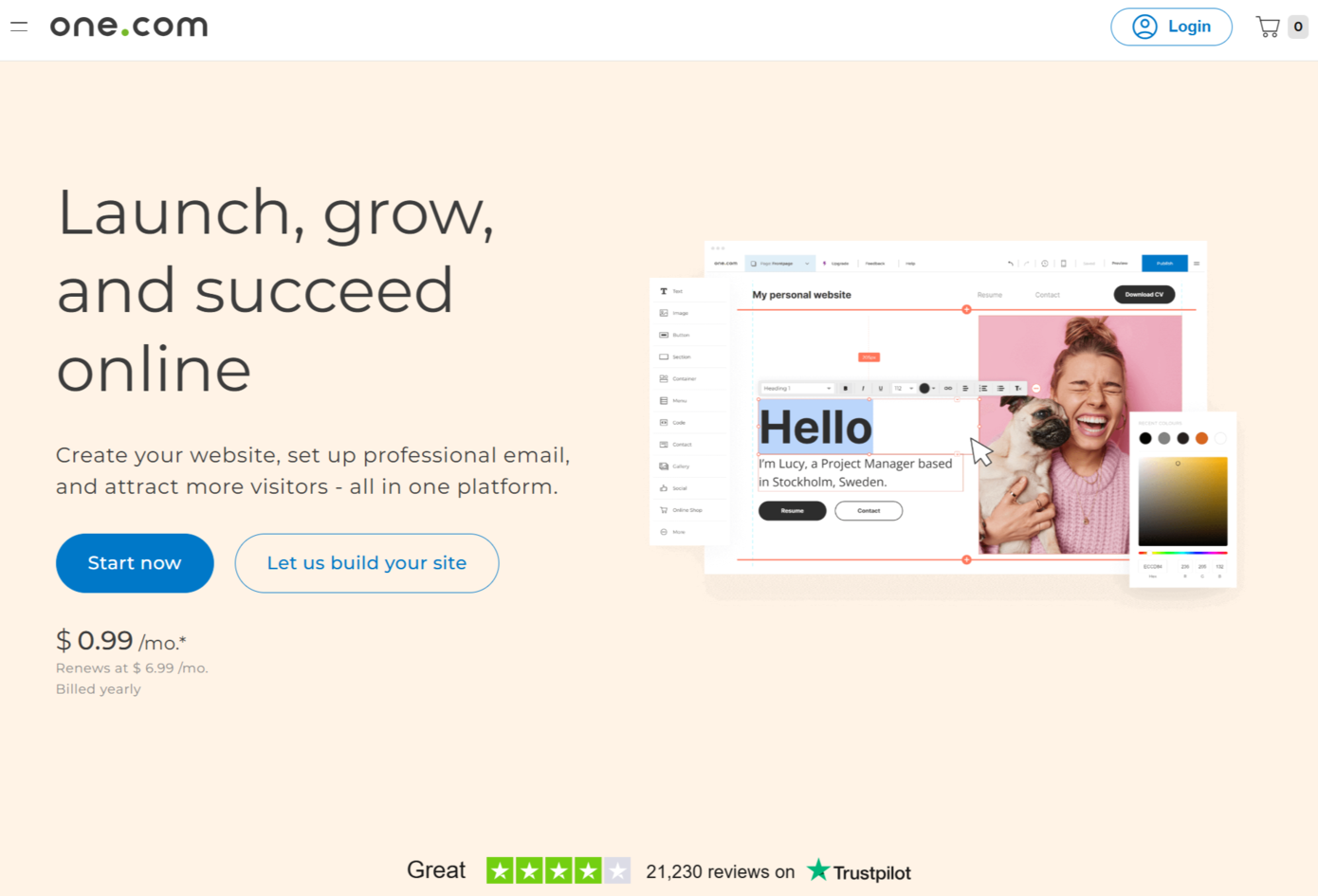 Sample of a domain that targets bloggers and business owners