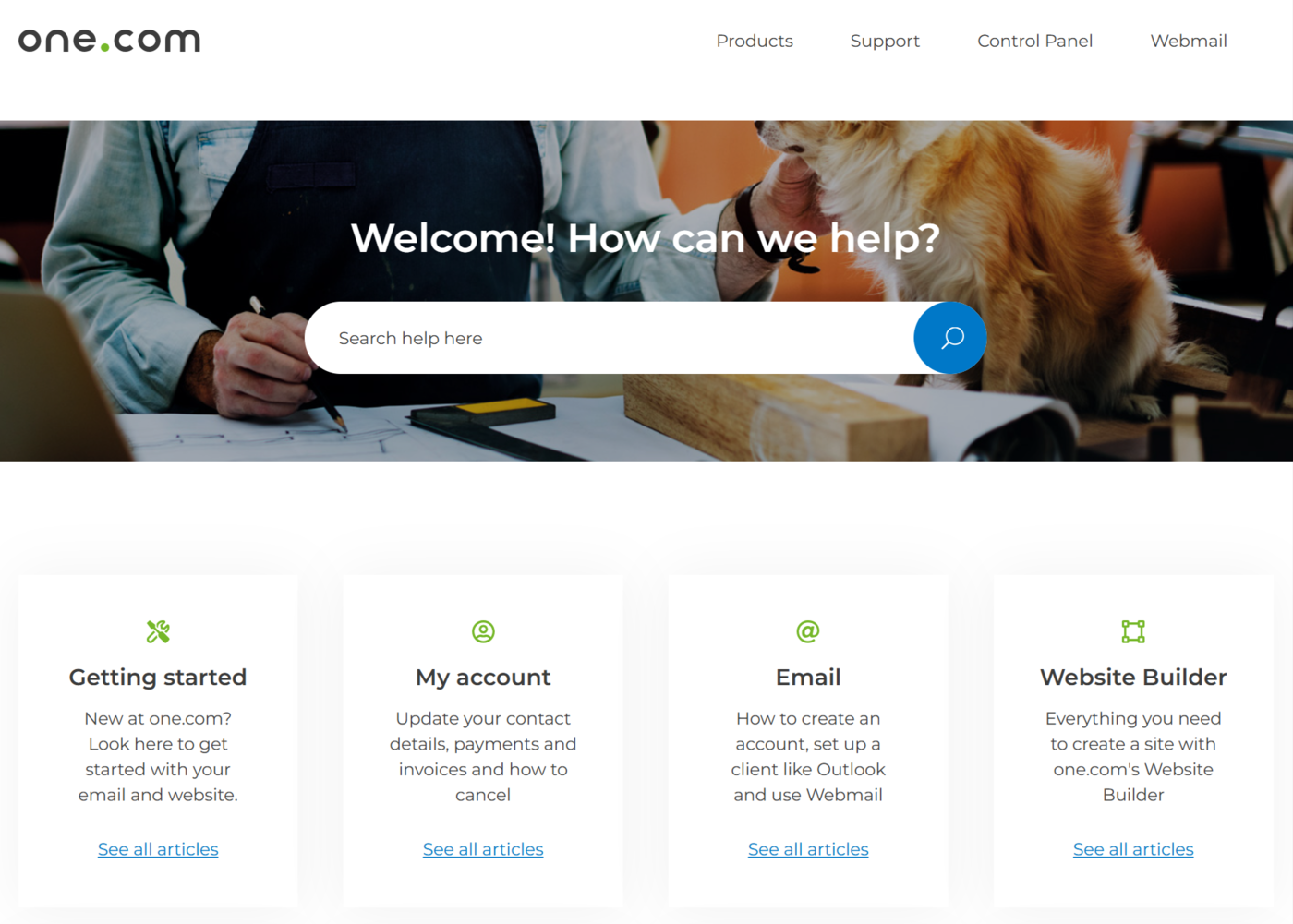 Sample of a subdomain targeted at customers