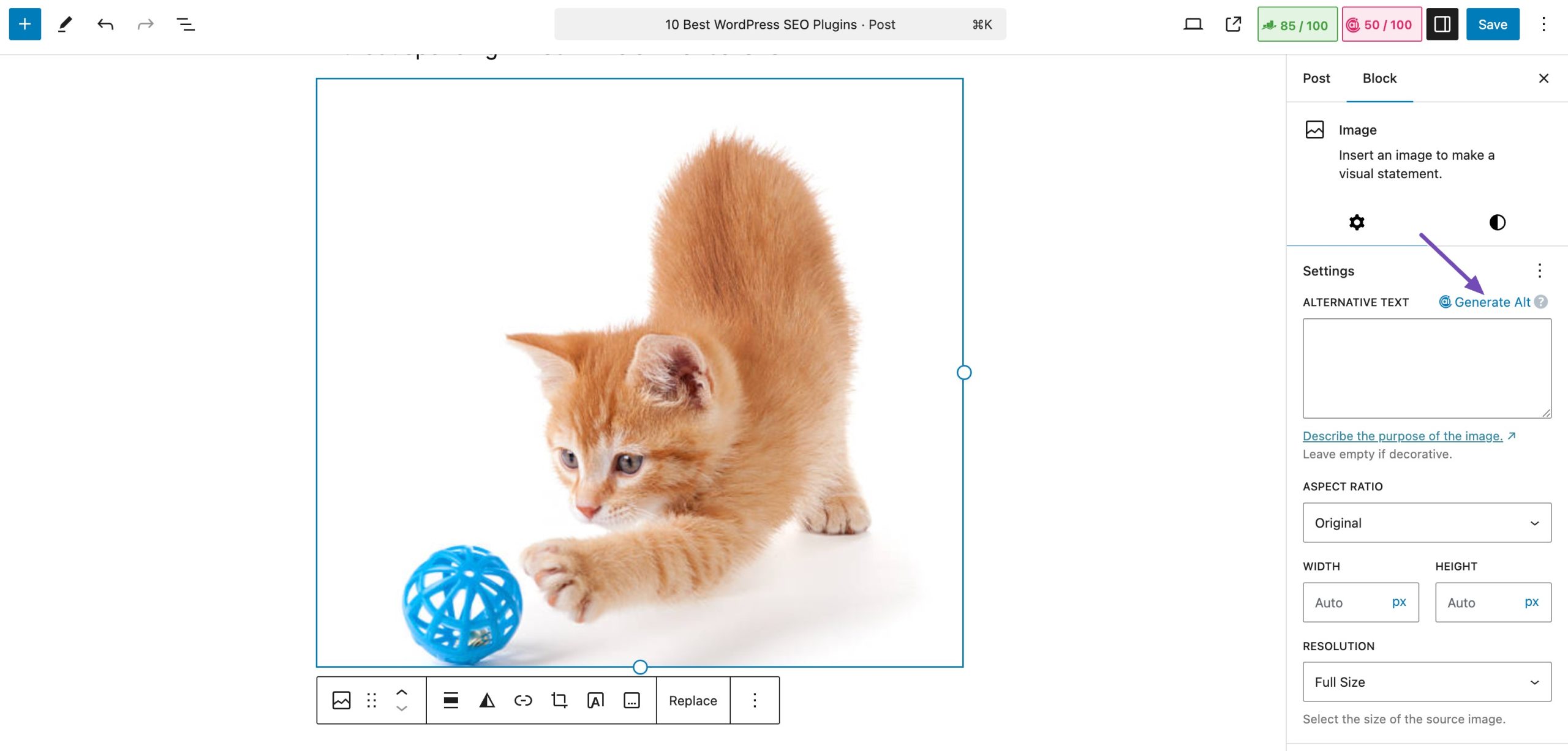 Generate Alt text using AI