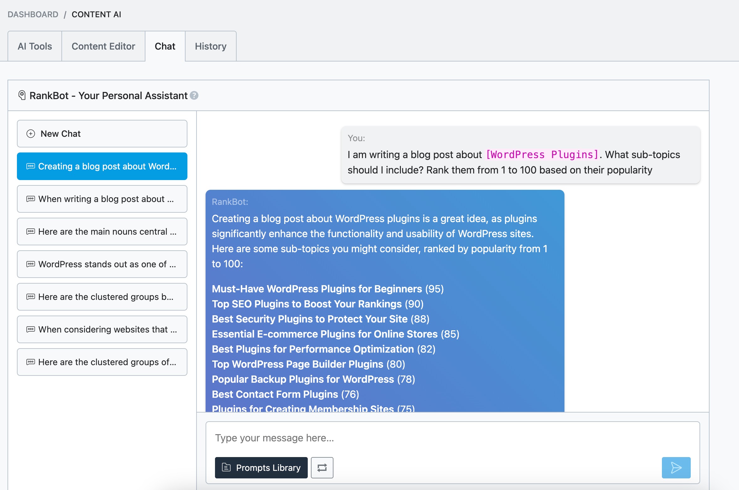 Secondary keywords in RankBot